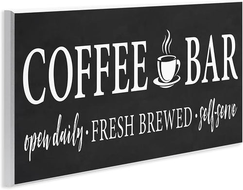 'Coffee Bar Open Sign Casual Black Design'| Wall Plaque Art | Stupell Industries | 17 x 7 Inches, Easy to Hang and Sturdy, Made in USA, by Lettered and Lined