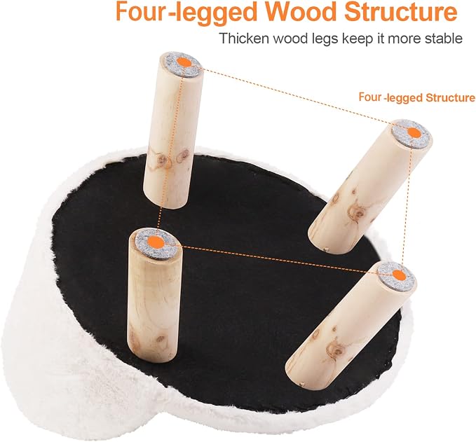 Elevated Dog Bed: Indoor Wooden Dog Chair with Cozy Pad Waterproof - Nordic Doggy Sofa Chair with Sturdy Wood Legs Anti Slip for Small Dogs Cats
