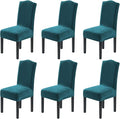 H.VERSAILTEX Velvet Dining Chair Covers Stretch Chair Covers for Dining Room Set of 6 Parson Chair Slipcovers Chair Protectors Covers Dining, Soft Thick Solid Velvet Fabric Washable, Deep Teal