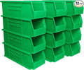 Akro-Mils 30234 AkroBins Plastic Storage Bins, 15"x5"x5", Green, 12-Pack | Space-Saving Stackable Bins for Garage, Pantry, Craft Organization