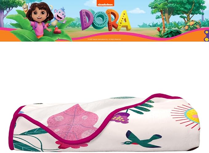 Dora The Explorer Kids Bedding Super Soft Plus Cozy Throw, 46 in x 60 in, (100% Officially Licensed) By Franco