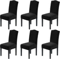 H.VERSAILTEX Velvet Dining Chair Covers Stretch Chair Covers for Dining Room Set of 6 Parson Chair Slipcovers Chair Protectors Covers Dining, Soft Thick Solid Velvet Fabric Washable, Black