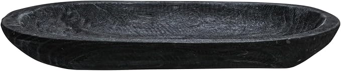 Bloomingville Hand-Carved Paulownia Wood Bowl, Black