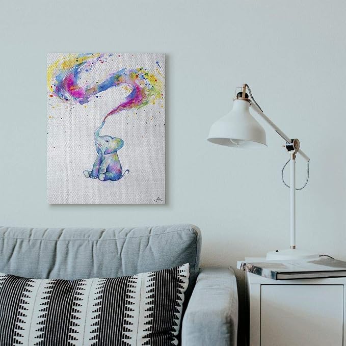 Stupell Industries Colorful Abstract Elephant, 24 x 30 Inch Canvas Wall Art | Stupell Industries | 24 x 30 Inches, Easy to Hang and Sturdy, Made in USA, by Marc Allante