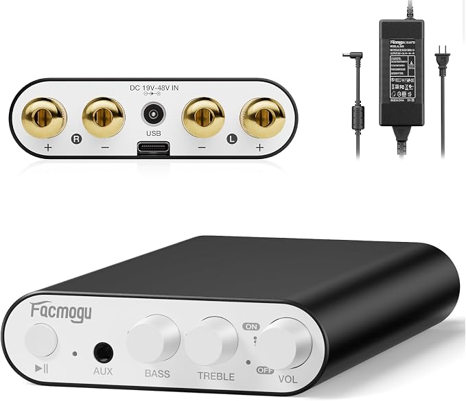Facmogu M10 Home Audio Amplifier with Bluetooth 5.4, 300W+300W 2.0 Channel Stereo Amplifier System for Home Theater Speakers w/36V Adapter, TPA3255 300W Class D Digital Amp for Home Audio System