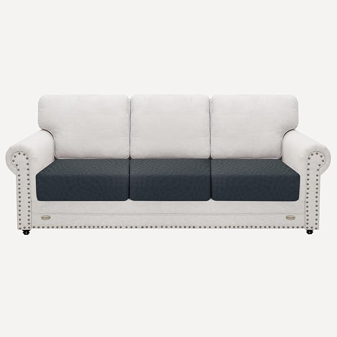 2025 Stretch Cushion Cover for Sofa, Individual Couch Sofa Seat Covers Removable & Washable, Sectional Couch Cushion Slipcover Replacement, Unique Fashion Pattern Soft Cozy Durable (3Pc, Dark Gray)