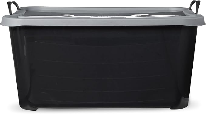 Life Story 6 Pack Stackable Storage Bin, 55 Qt Home Organizers, Black/Gray | Heavy-Duty Versatile Lightweight Locking Bins with Carrying Handles