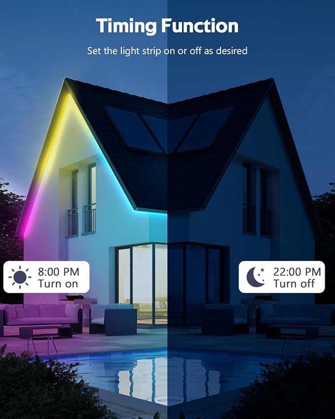 ALITOVE Permanent Outdoor LED Strip Lights 100FT Waterproof 24V RGB IC | Addressable 24 Volt LED Rope Lights, Music Sync with Remote APP Control, for Wall Patio Eave Garden Pool Party Decor