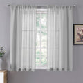 Tollpiz Short Sheer Curtain Living Room Linen Textured Curtains Sheer Light by Tollpiz