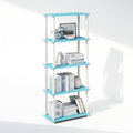 Furinno Turn-N-Tube Book Shelf, 5-Tier Bookshelf, Bookcase with Multipurpose Compact Display Rack, 11.6 x 23.6 x 57.4, for Living Room, Bedroom, Home Office, Light Blue/White