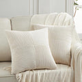 Fancy Homi 2 Packs Cream Decorative Throw Pillow Covers 20x20 Inch for Living Room Couch Bed Sofa, Rustic Farmhouse Boho Home Decor, Soft Corss Corduroy Patchwork Accent Square Cushion Case 50x50 cm