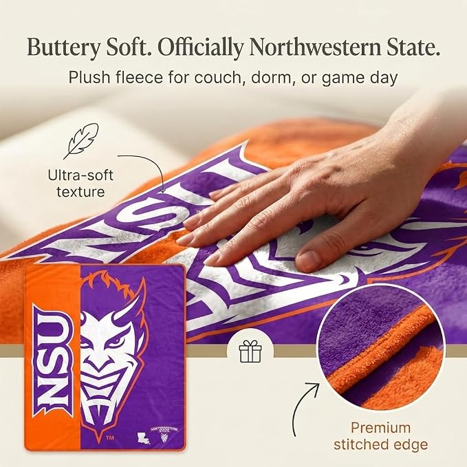 Proformance Home NCAA Northwestern State Demons Endzone Ultra Soft Tailgate Throw