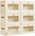 DIMJ Storage Bins with Lids - 6 Pack Large Fabric Closet Organizer with Window & Handles, Collapsible Decorative Storage Boxes for Shelves Under Bed, Books Clothes Blankets Sweaters Organization