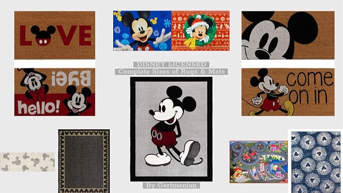 Gertmenian Disney Mickey Mouse Coir Doormat - 2x3 Welcome Mat (2-Pack), Ideal for High Traffic Areas in Front Door, Garage, Entryway - Retro Mickey Home/Welcome, Grey, 47318
