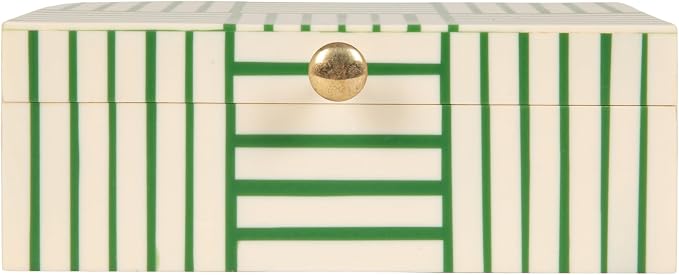 Bloomingville Green & White Striped Resin Storage Box