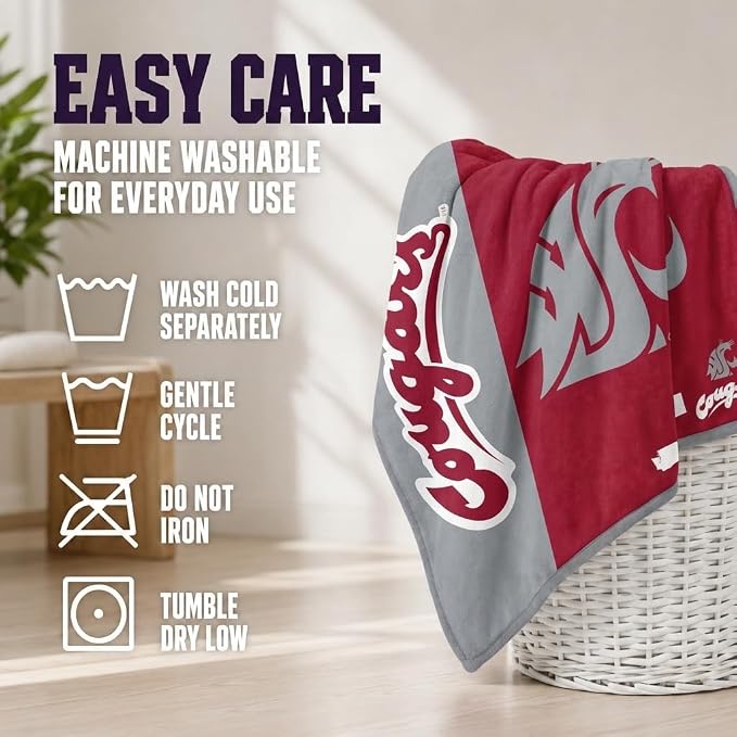 Proformance Home NCAA Washington State Cougars Endzone Ultra Soft Tailgate Throw