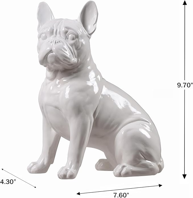 Hi-Line Gift Ltd. 10" H French Bulldog Statue in White Home Decor Indoor Use Only