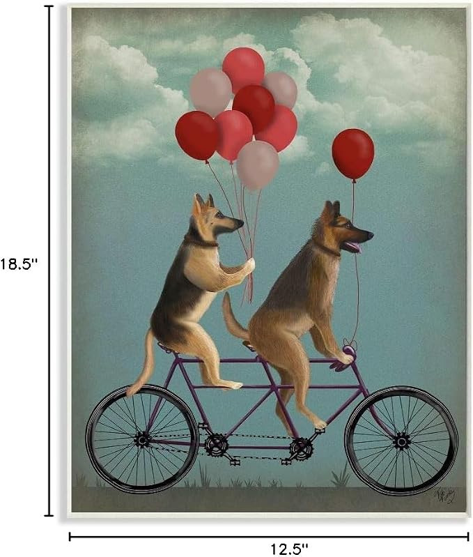 Comic Dog Bicycle Balloon Humor, 13 x 19 Inch Mounted Print on Wall Plaque | Stupell Industries · By Fab Funky · Ready to hang · Hand finished · Made in USA