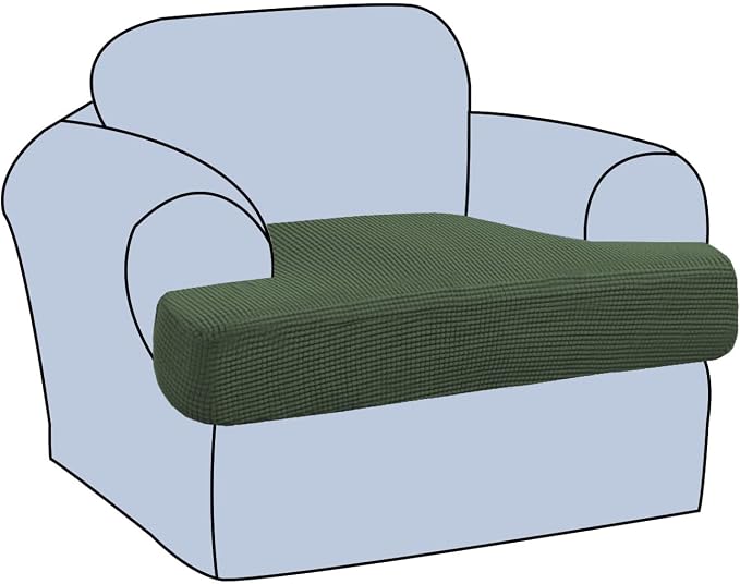 H.VERSAILTEX Stretch T Cushion Chair Sofa Slipcover T Cushion Covers for Living Room Armchair Couch Cover T Cushion Slipcover Seat Cover with Elastic Bands Thicker Jacquard Fabric, Bronze Green