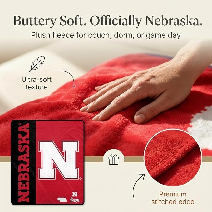 Proformance Home NCAA Nebraska Cornhuskers Endzone Ultra Soft Tailgate Throw