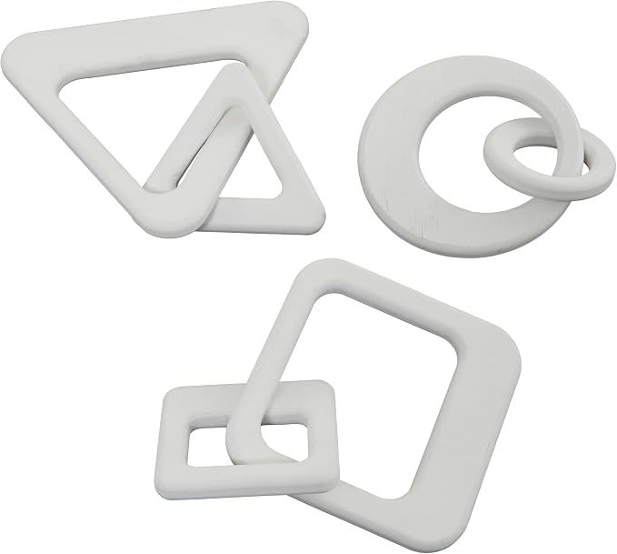 CosmoLiving by Cosmopolitan Wood Chain Decorative Sculpture Home Decor Statues, Set of 3 Accent Figurines 10", 13", 11" W, White