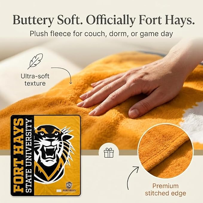 Pegasus Sports NCAA Fort Hays State Tigers Endzone Ultra Soft Tailgate Throw