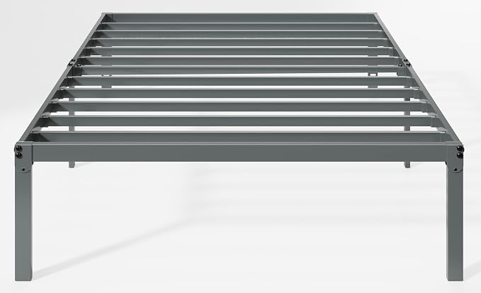 Allewie Twin XL Bed Frame, 14 inch Metal Beds with Storage Space, Grey | Heavy-Duty Metal Platform Beds, Large Under-Bed Storage Space, No Box Spring Needed, Easy Assembly