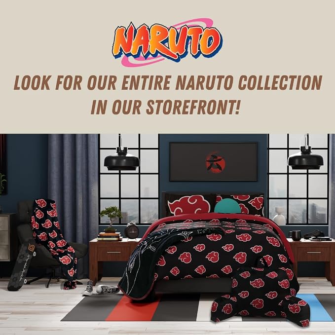 Naruto Anime Akatsuki Cloud Bedding Super Soft and Cozy Wearable Hooded Throw Blanket, 70 in x 50 in (Official Licensed Product) By Franco Collectibles