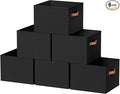6 Pack Large Closet Storage Baskets Bins for Shelves, Collapsible Fabric Closet Organizers and Storage with Polyester Handles, Decorative Baskets for Organizing Clothes, Towels, Linen Closet 14"x10"