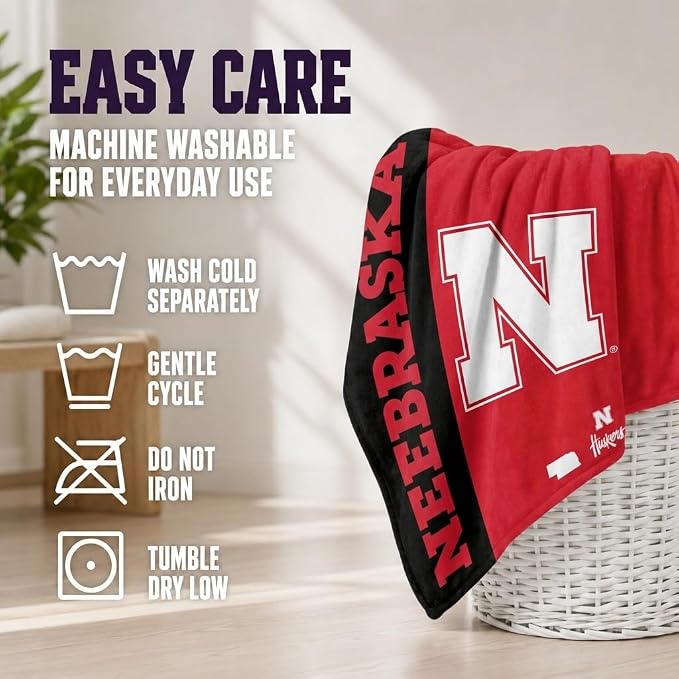 Proformance Home NCAA Nebraska Cornhuskers Endzone Ultra Soft Tailgate Throw