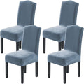 H.VERSAILTEX Velvet Dining Chair Covers Stretch Chair Covers for Dining Room Set of 4 Parson Chair Slipcovers Chair Protectors Covers Dining, Soft Thick Solid Velvet Fabric Washable, Stone Blue