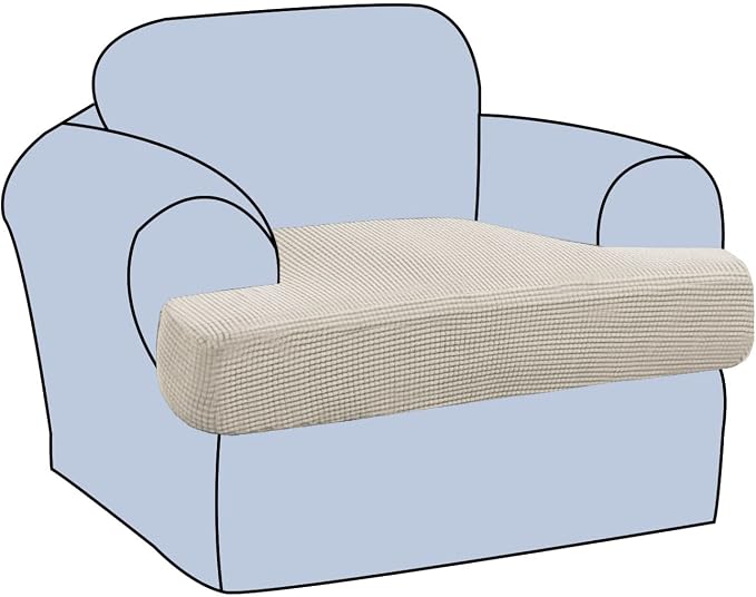 H.VERSAILTEX Stretch T Cushion Chair Sofa Slipcover T Cushion Covers for Living Room Armchair Couch Cover T Cushion Slipcover Seat Cover with Elastic Bands Thicker Jacquard Fabric, Island Fossi