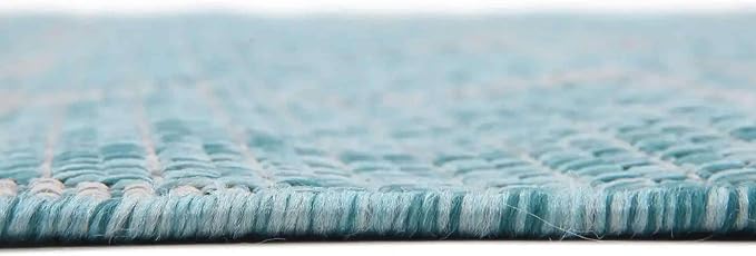 Unique Loom Outdoor Trellis Collection Area Rug - Trellis (Round 10' 8" x 10' 8", Aquamarine/ Gray)