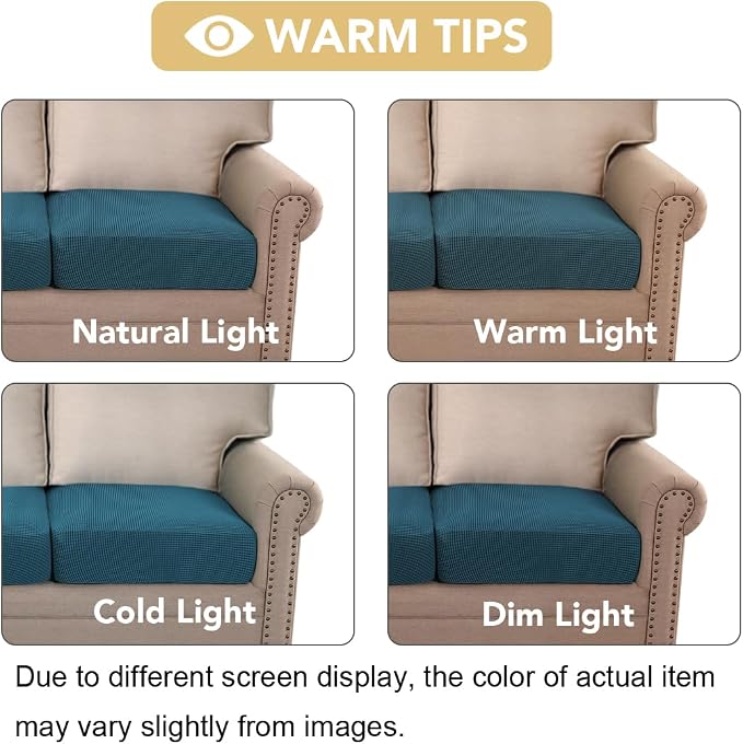 H.VERSAILTEX Super Stretch Individual Seat Cushion Covers Sofa Covers Couch Cushion Covers Slipcover Sets Thick Jacquard Textured Twill Fabric (1 Piece Chair Cushion Cover, Deep Teal)