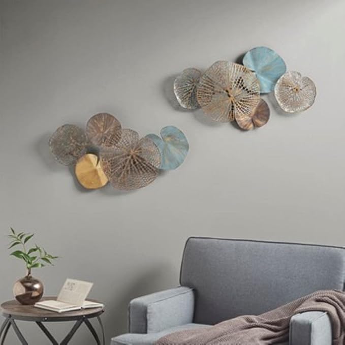 Madison Park Wall Art Living Room Décor - Lenzie Metal Abstract Coastal Decoration, Home Accent Modern Kitchen Dining Decoration, Ready to Hang for Bedroom, 15.7"W x 26.9"L, Multi 2 Piece