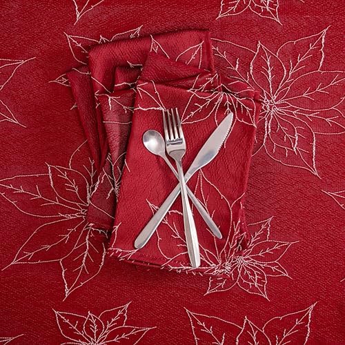 Laura Ashley Set of 6 Raised Embroidered Napkins, Poinsettia Red - Image 2
