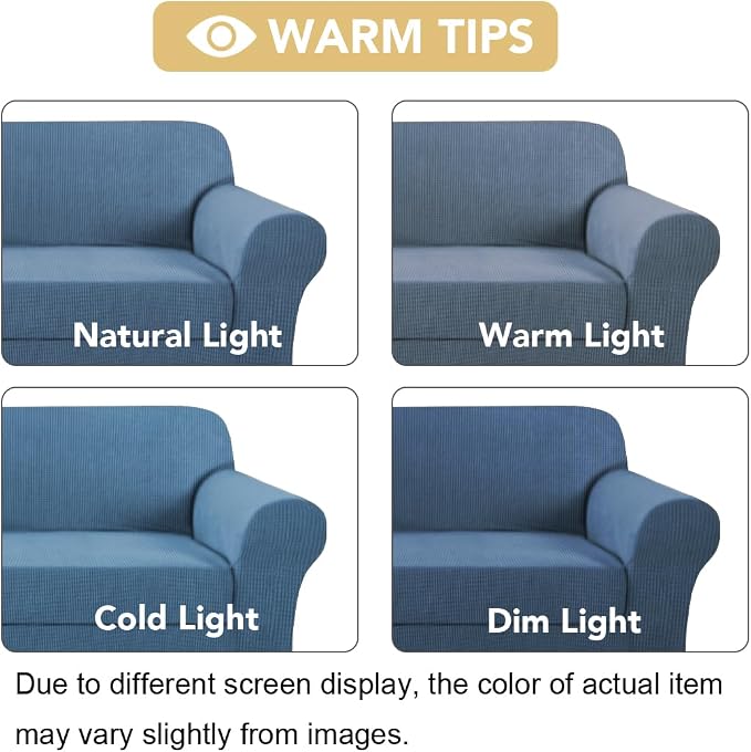 H.VERSAILTEX 2 Piece Loveseat Slipcovers 2 Cushions Loveseat Cover Furniture Cover/Protector with Elastic Bottom, Spandex Jacquard High Stretch Stylish Suit for T Cushion/Box Cushion- Dusty Blue