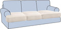 H.VERSAILTEX Stretch 3 Piece T Cushion Sofa Slipcovers Individually Sofa Cushion Covers for 3 Cushion Couch Sofa Seat Cushion Covers with Elastic Bands Featuring Thicker Jacquard Fabric, Ivory
