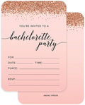 Andaz Press Blush Pink and Rose Gold Glitter Elegant Party Collection, 5x7-inch Invitations with Envelopes, Bachelorette Party, 24-Pack, Double Sided Printing, Heavy Card Stock, Includes Envelopes