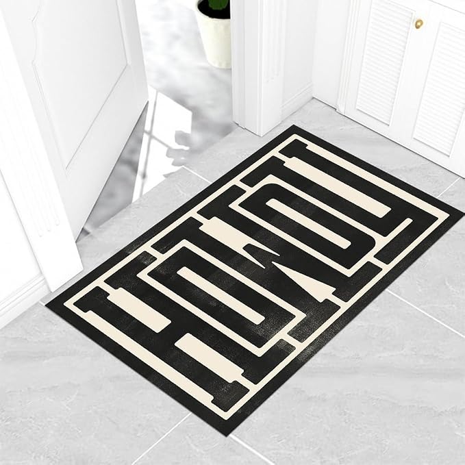 GUBIYU Funny Black Beige Preppy Howdy Door Mat Welcome Rug,23.6"x35.4" Decorative Home Indoor Front Porch Door Mat,Black Trendy Stuff Howdy Preppy Room Boys Room College Dorm Welcome Mat Decor
