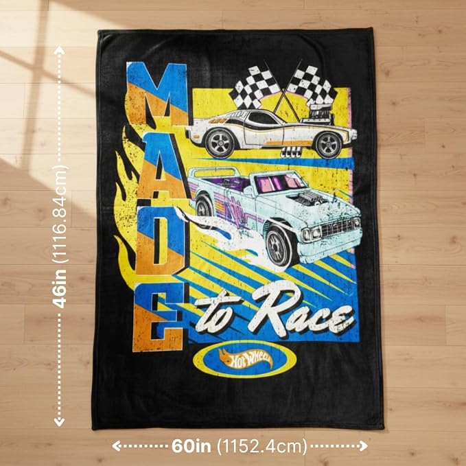 Hot Wheels Kids Bedding Super Soft Plush Throw Blanket, 46 in x 60 in, (Officially Licensed Product) by Franco