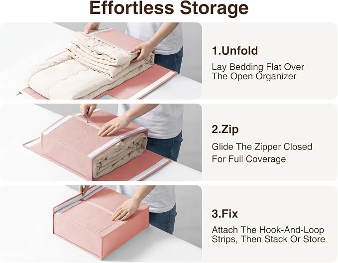 DIMJ Bed Sheet Organizers and Storage 8 Pack - Foldable Sheet Holder, Linen Closet Organizer Box for Sheets Set, Bedding, Blankets, Towel (King & Queen Size)