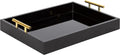 Kate and Laurel Lipton Decorative Modern Rectangular Tray, 16.5 x 12.25, Black and Gold, Chic Serving Tray for Storage, Organization, and Display