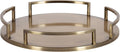 Kate and Laurel Gohana Round Tray with Metal Handles; 16 Inch Diameter; Antique Brass; Modern Glam Serving Tray with Handles for Use as Ottoman Topper or Living Room Decor