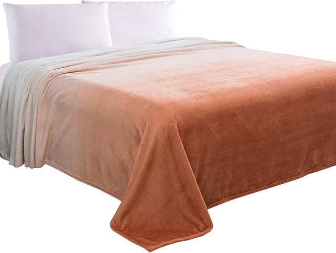 Elegant Comfort Luxury Velvety Feel Blanket, All-Season Lightweight Blanket, Ultra Plush, Soft, Cozy-Fuzzy Flannel Fleece for Couch, Sofa, Bed, Travel, Ombre Design, Full/Queen, Dusty Rose