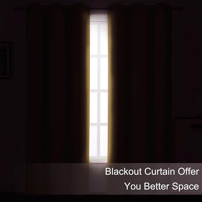 LEMOMO Mustard Yellow Thermal Blackout Curtains/52 x 72 Inch/Set of 2 Panels Room Darkening Curtains for Bedroom