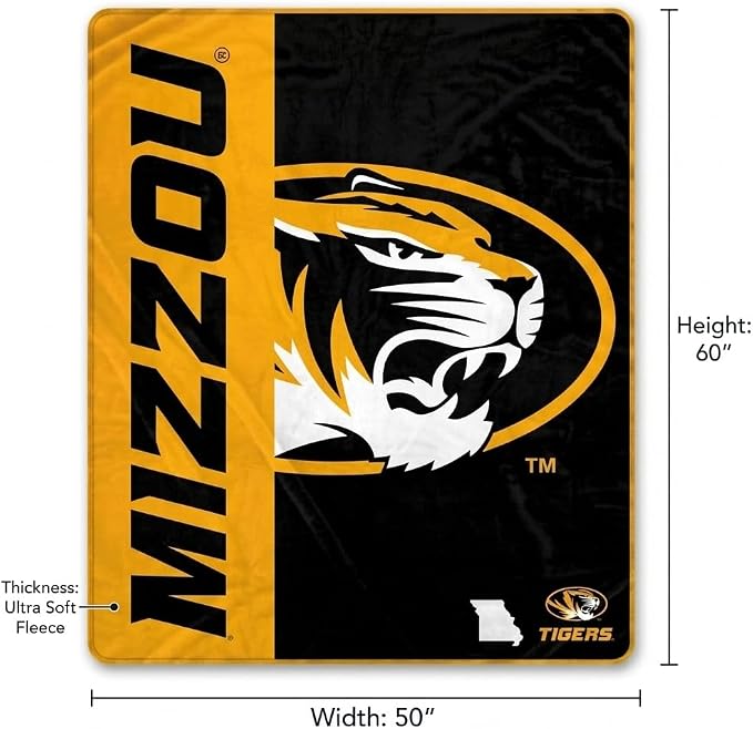 Proformance Home NCAA Missouri Tigers Endzone Ultra Soft Tailgate Throw