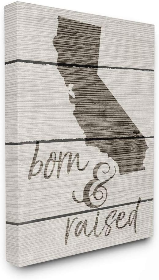 Stupell Industries Born and Raised California Canvas Wall Art, 36x48, Multi-Color