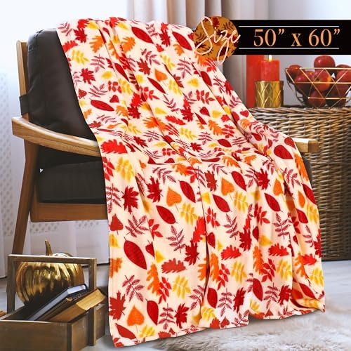 Elegant Comfort Lightweight Throw Blanket- Halloween Themed, Soft, Cozy and Plush- Throw Blankets, Perfect for Lounging This Spooky Season, 50 x 60 inches, Autumn Leaves, Throw Blanket