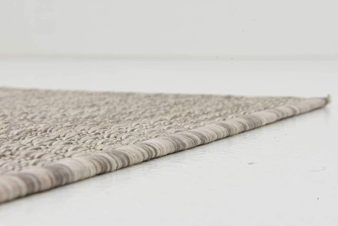 Unique Loom Collection Casual Transitional Solid Heathered Indoor/Outdoor Flatweave Area Rug (2' x 6' 1" Runner, Beige/Ivory)